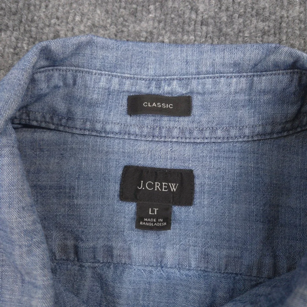 J Crew Chambray Shirt‎ Mens L Tall Blue Classic Fit Long Sleeve Button Up Preppy